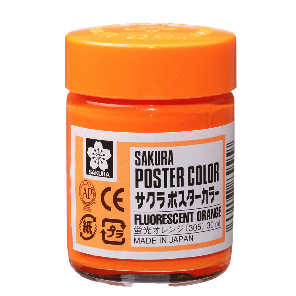 Tinta Guache Sakura Poster Color 30ml 305 Fluorescent Orange